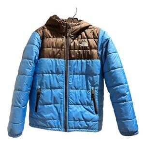 The North Face Kids' Reversible Mt Chimbo Full Zip Hooded Jacket, Blue/Black, L
